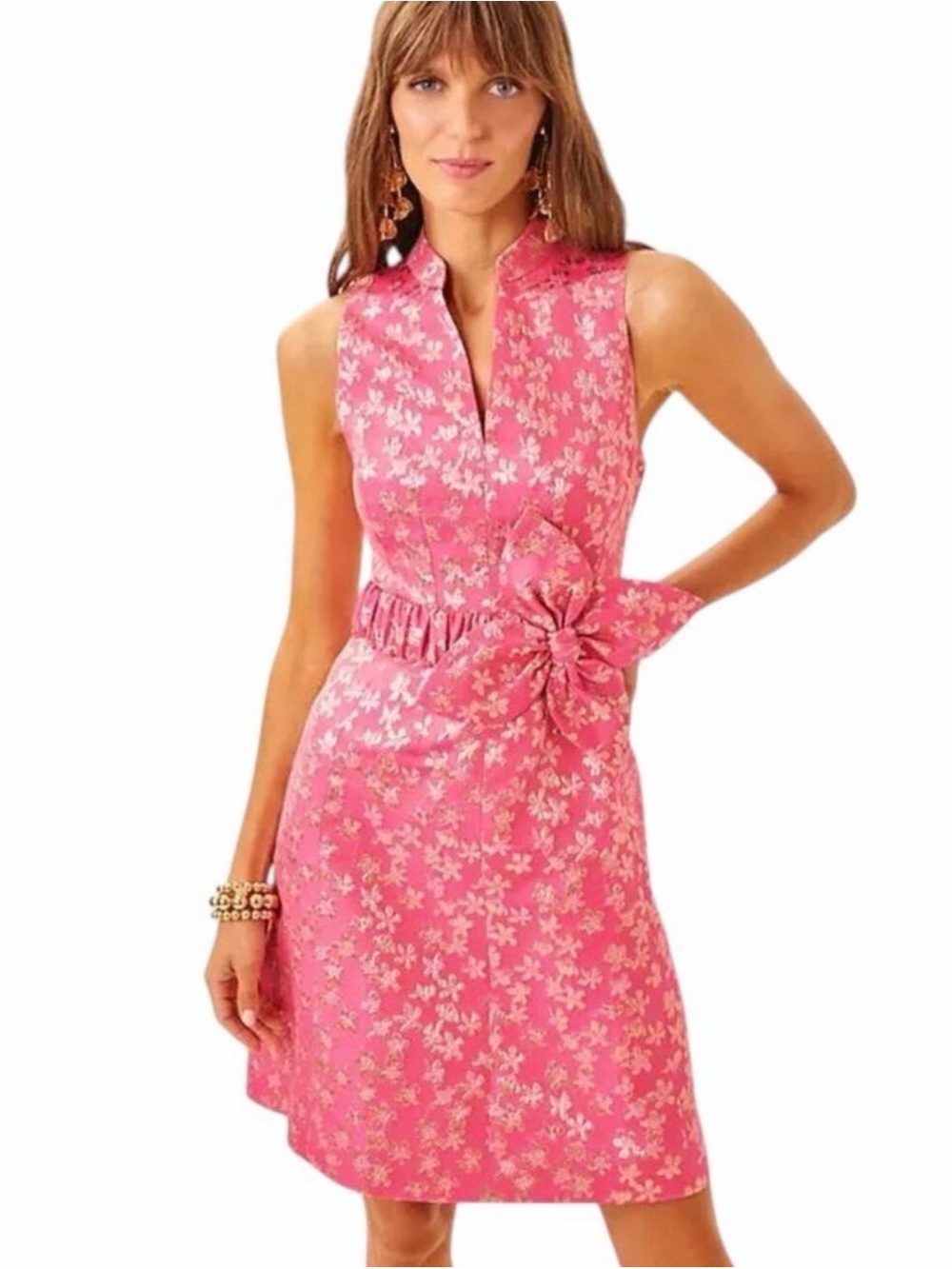 Lilly Pulitzer Tazie dress in the Ditsy Daisy Metallic Brocade patte